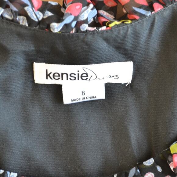Kensie Dress Midi Abstract Floral Dress Size 8 - Picture 3 of 4